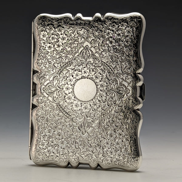 1889年 英国アンティーク 純銀製 両開き型カードケース 123g Deakin and Francis